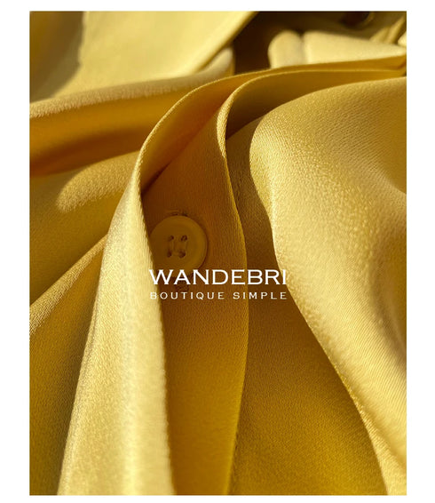 Elegant Satin Silk Blouse with Turn Down Collar