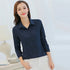 GAOKE OL Work Wear White Blue Blouse Long Sleeve Turn-down Collar Formal Elegant Female Shirt Ladies Tops School
