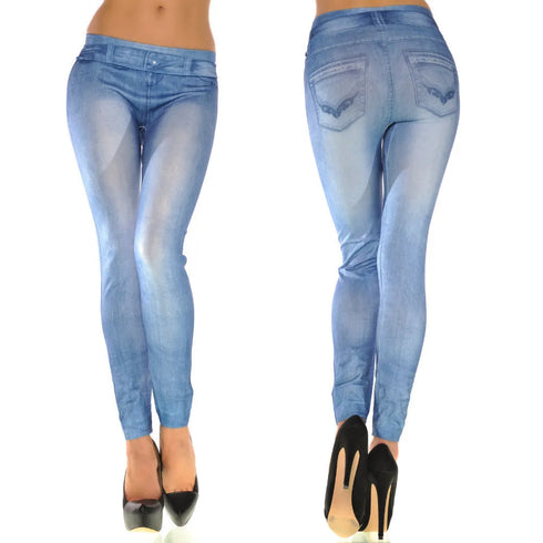 Classic Stretchy Slim Leggings in Imitation Denim