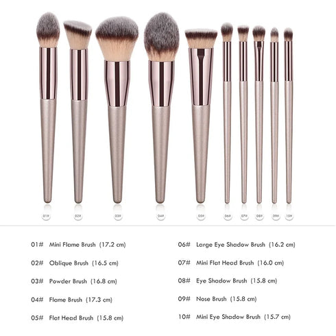 Hot Champagne Makeup Brushes Set for Women Beauty Tools