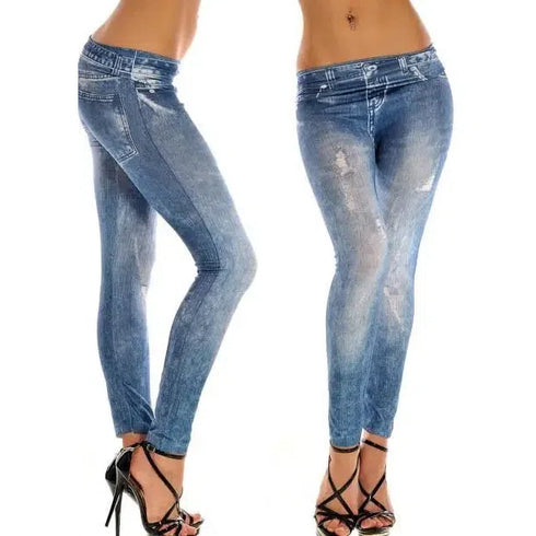 Classic Stretchy Slim Leggings in Imitation Denim