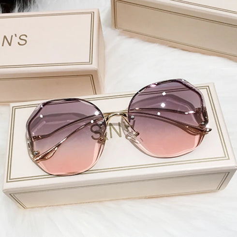 Luxury Round Gradient Sunglasses for Women - UV400 Protection