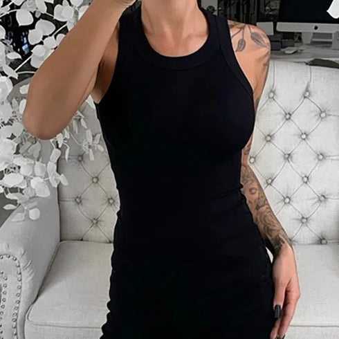 Women’s Cotton Ribbed O-Neck Tank Top