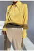 Elegant Satin Silk Blouse with Turn Down Collar