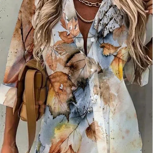 Casual Long Sleeve Printed Blouse for Women