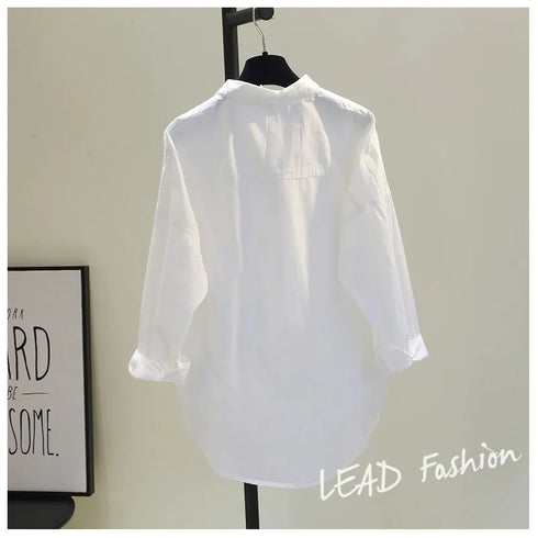 Elegant White Long Sleeve Casual Blouse for Women