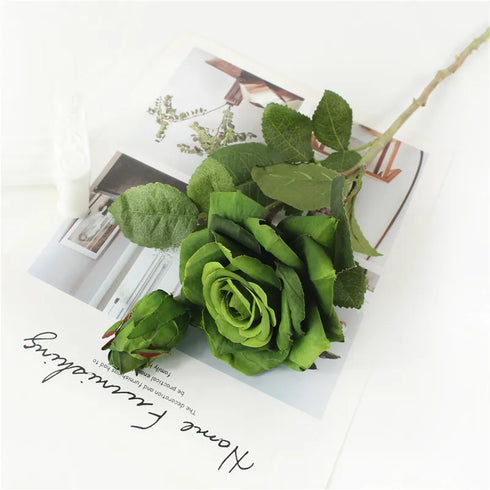 Real Touch Rose Christmas Decorations - Silk Flowers