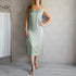 Satin Summer Backless Dress with Spaghetti Straps