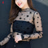 Sheer Long Sleeve Lace Turtleneck Top in Black and White