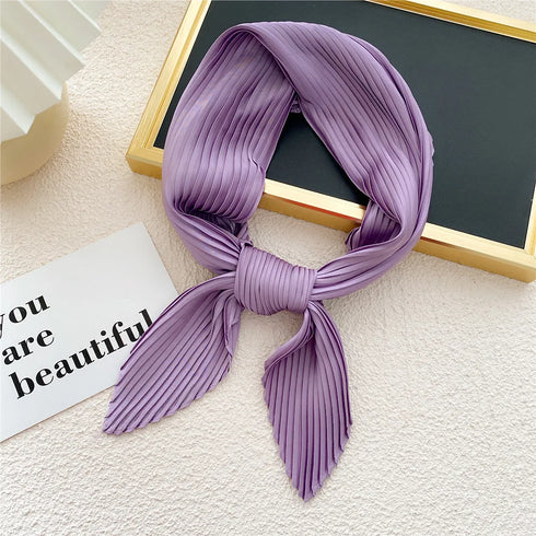 Pleated Print Silk Scarf - 70x70cm
