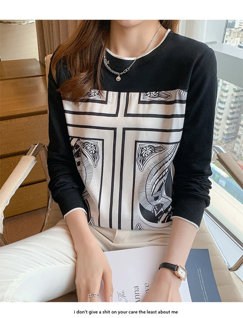 Printed Long Sleeve Casual Top for Women