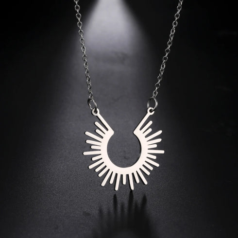Sun Ray Pendant Necklace in Gold
