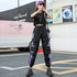 Women's Casual Cargo Joggers - Black & White