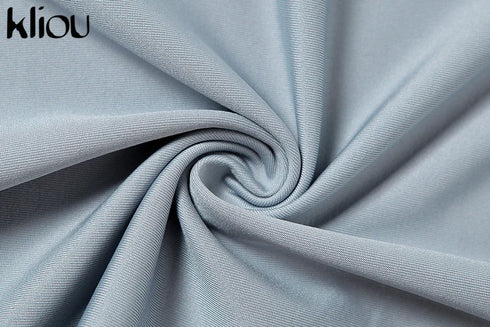 Kliou Solid Deep V Backless Two Piece Set in Black