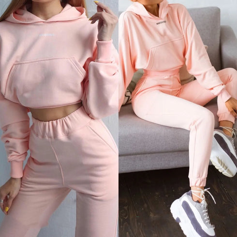 Women's Fleece Hooded Tracksuit Set