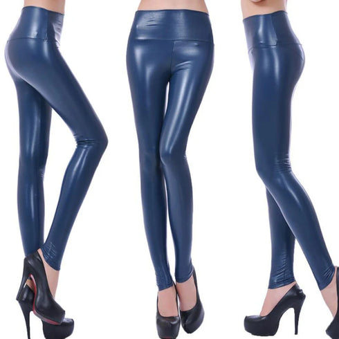 High Waisted PU Leather Leggings for Women