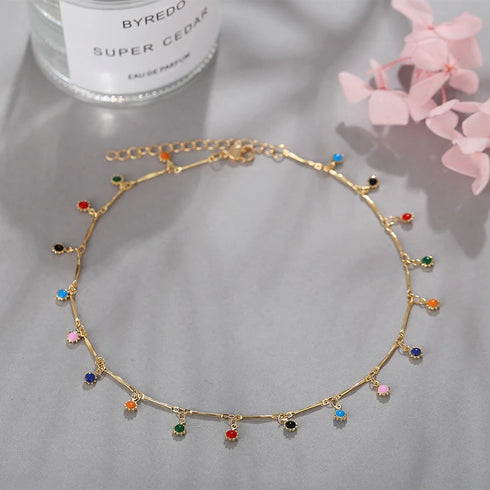 Candy Colour Tassel Choker Necklace for Women