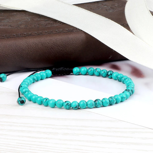 4MM Natural Stone Round Beads Bracelet