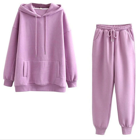Women's Fleece Hooded Tracksuit Set