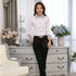 GAOKE OL Work Wear White Blue Blouse Long Sleeve Turn-down Collar Formal Elegant Female Shirt Ladies Tops School