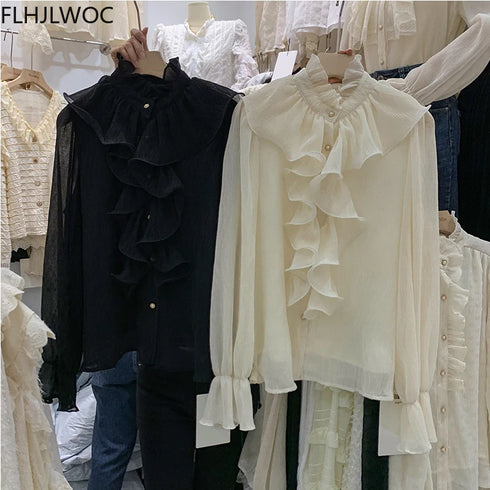 Elegant Ruffled White Blouse for Office Wear