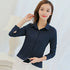 GAOKE OL Work Wear White Blue Blouse Long Sleeve Turn-down Collar Formal Elegant Female Shirt Ladies Tops School