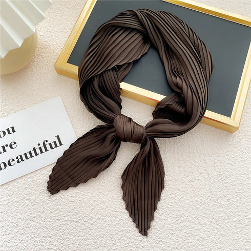 Pleated Print Silk Scarf - 70x70cm