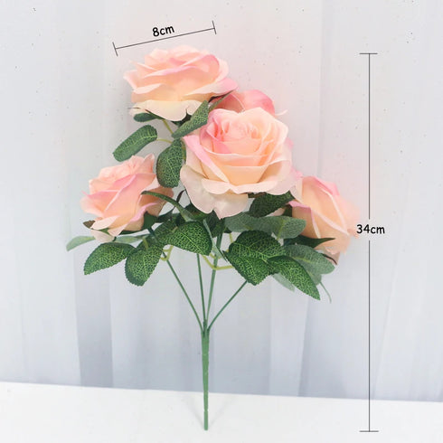 34cm Silk Rose Artificial Flower Bouquet - 5 Heads
