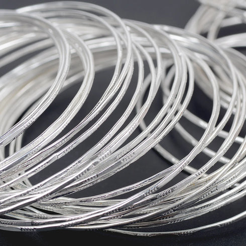 50 Bulk Ultrathin Silver Colour Bangle Bracelets
