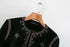 Women's Velvet Short Cardigan with Embroidery and Sequins