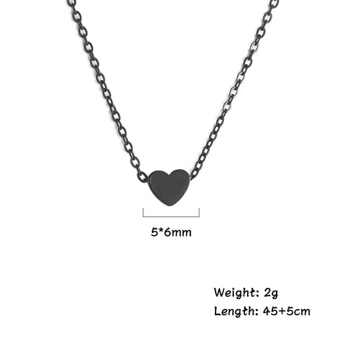 Mini Black Heart Pendant Necklace for Women