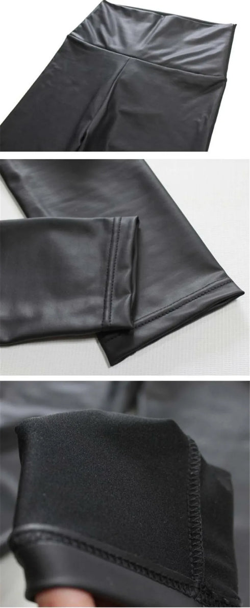 High Waisted PU Leather Leggings for Women
