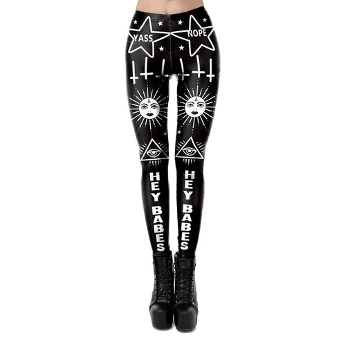 Gothic Steampunk Print Leggings for Women