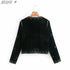 Women's Velvet Short Cardigan with Embroidery and Sequins