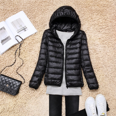Women’s Lightweight Hooded Puffer Jacket in 15 Colours