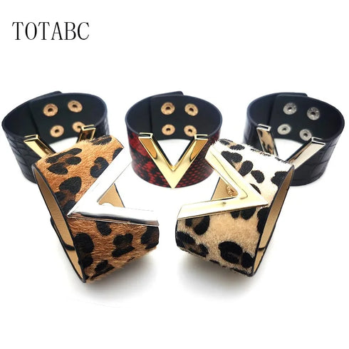 Europe Crack Leather Bracelet For Women Femme Punk Style Soft Jewellery