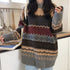 Vintage Striped Loose Pullover Sweater for Women