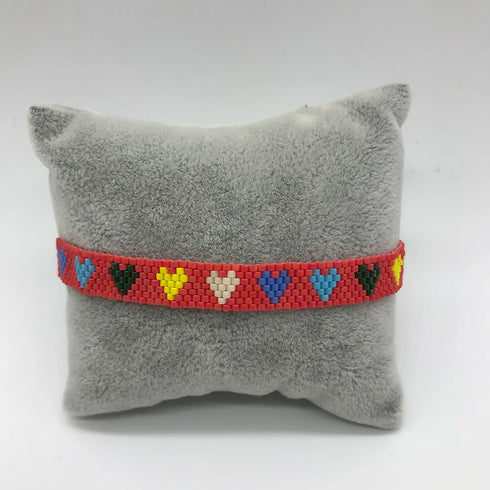 Handmade MIYUKI Bead Rainbow Heart Star Bracelet