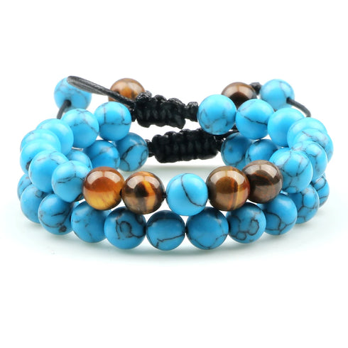 Adjustable Braided Natural Stone Beads Bracelets for Couples