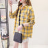 Loose Fit Cotton Plaid Shirt for Women
