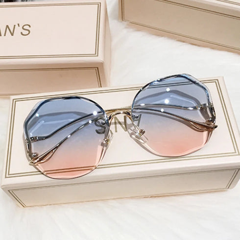 Luxury Round Gradient Sunglasses for Women - UV400 Protection