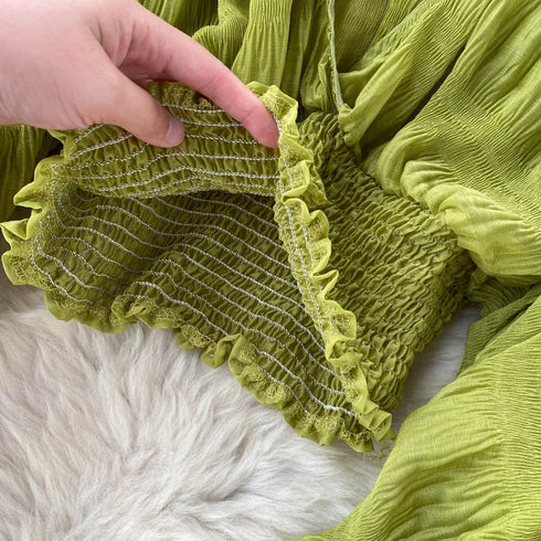 Elegant V-Neck Puff Sleeve Chiffon Blouse