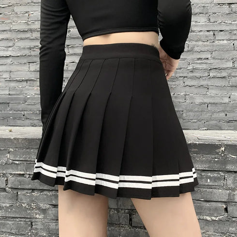 Vintage Korean Style Patchwork Skirt High Waist Mini Skirt