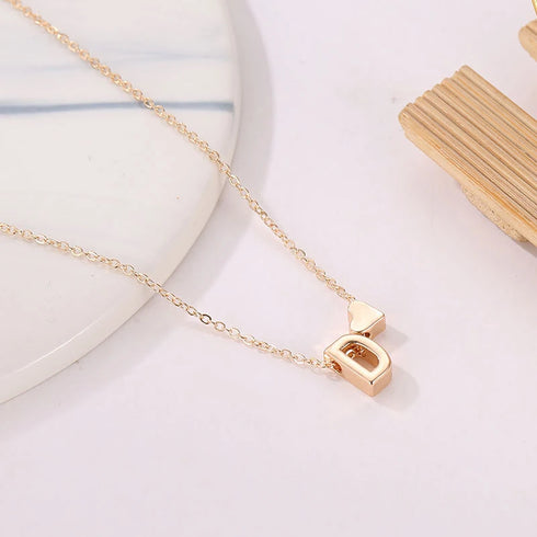 Tiny Gold/Silver Initial Necklace with Heart Pendant