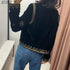 Women's Velvet Short Cardigan with Embroidery and Sequins