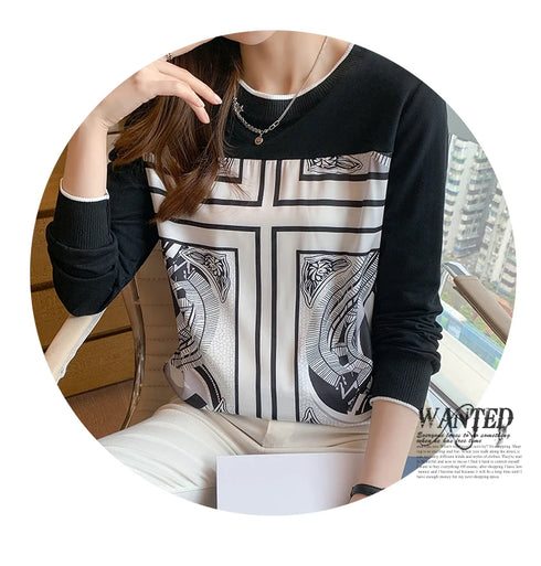 Printed Long Sleeve Casual Top for Women