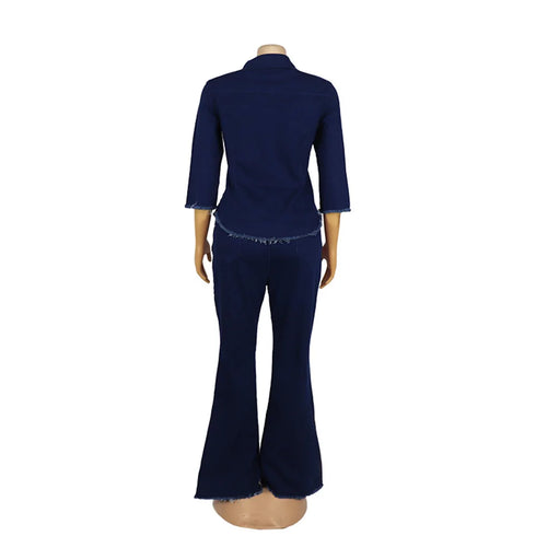 Women's Flared Denim Jeans with Ripped Detail