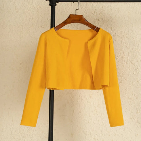 Black Cropped Knitted Cardigan for Women