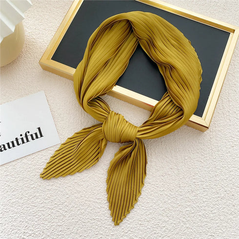 Pleated Print Silk Scarf - 70x70cm