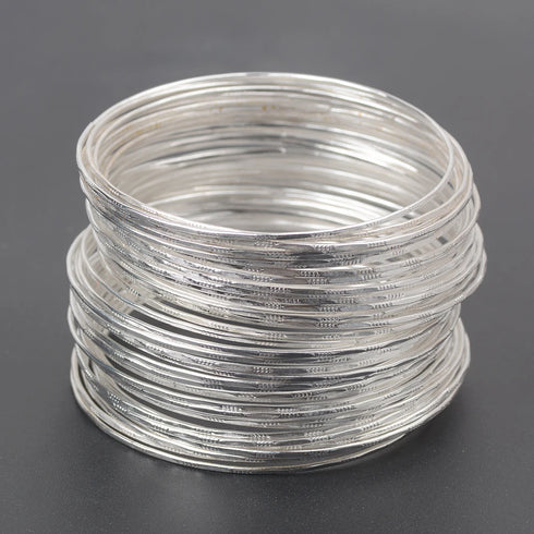 50 Bulk Ultrathin Silver Colour Bangle Bracelets
